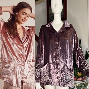 Free People x Brenda knight Embroidered Velvet Sleep Top